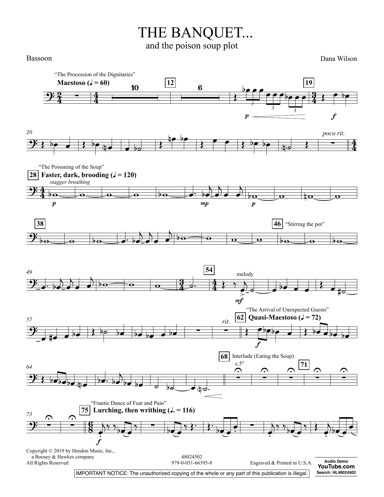 Dana Wilson The Banquet...and the poison soup plot - Bassoon sheet music preview music notes and score for Concert Band including 2 page(s)
