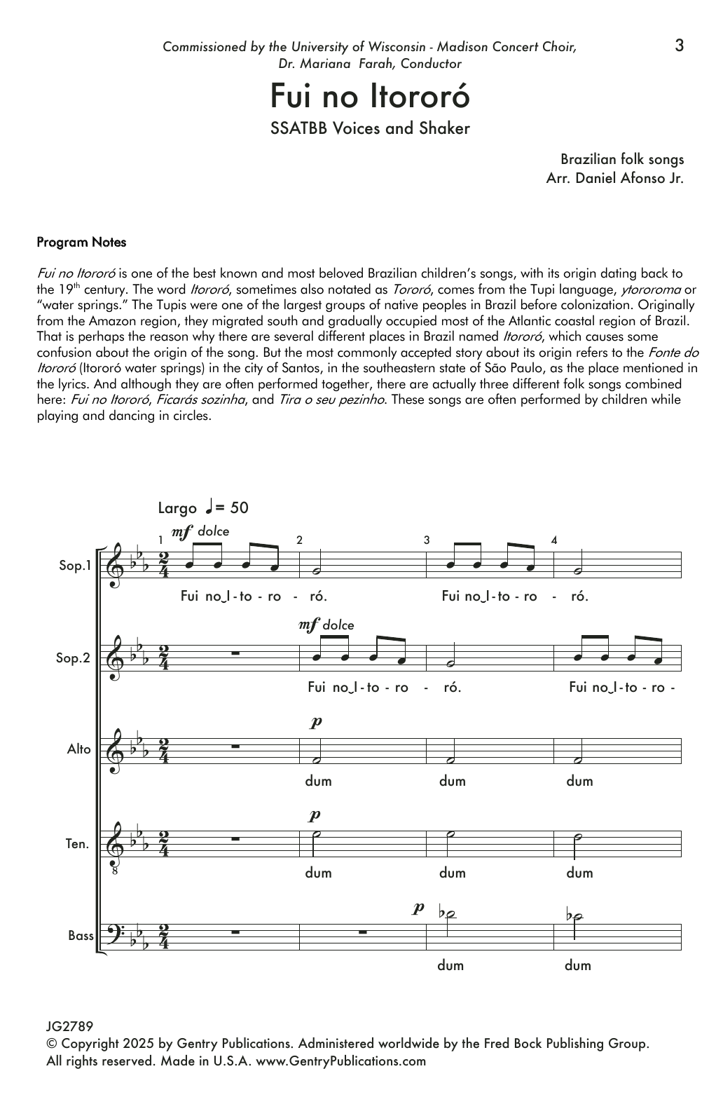 Daniel Afonso Jr. Fui no itororo sheet music, chords, lyrics - Printable PDF for Choir