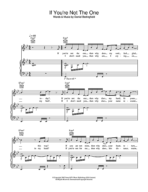 Learn to play Daniel Bedingfield If You're Not The One sheet music for Lyrics Only in minutes. Daniel Bedingfield If You're Not The One sheet music notes and chords