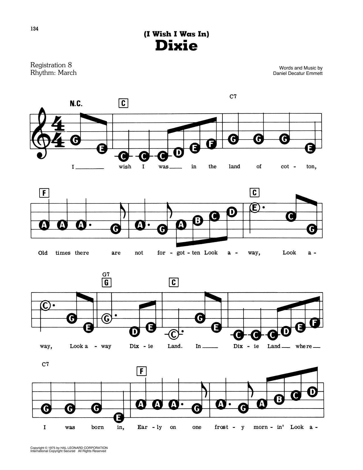 Learn to play Daniel Decatur Emmett (I Wish I Was In) Dixie sheet music for Easy Piano in minutes. Daniel Decatur Emmett (I Wish I Was In) Dixie sheet music preview music notes and score for Easy Piano including 3 page(s)