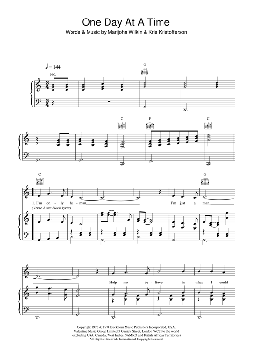 Learn to play Daniel O'Donnell One Day At A Time sheet music for Piano, Vocal & Guitar (Right-Hand Melody) in minutes. Daniel O'Donnell One Day At A Time sheet music notes and chords