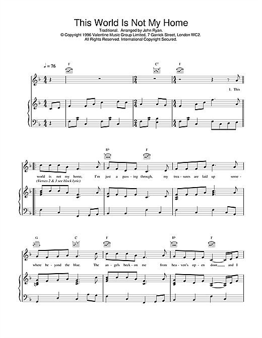 Learn to play Daniel O'Donnell This World Is Not My Home sheet music for Piano, Vocal & Guitar (Right-Hand Melody) in minutes. Daniel O'Donnell This World Is Not My Home sheet music notes and chords