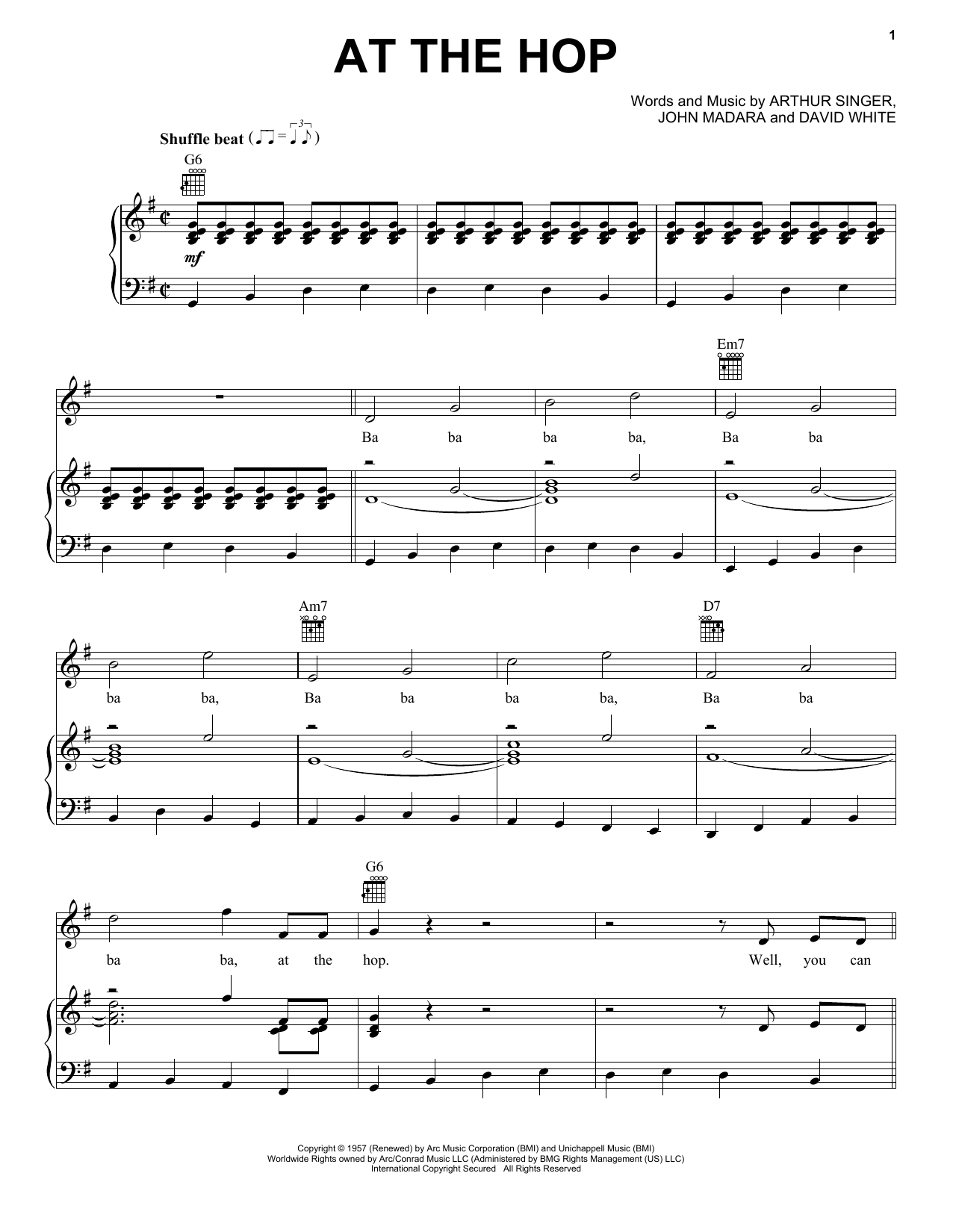 Learn to play Danny & The Juniors At The Hop sheet music for Piano, Vocal & Guitar (Right-Hand Melody) in minutes. Danny & The Juniors At The Hop sheet music notes and chords