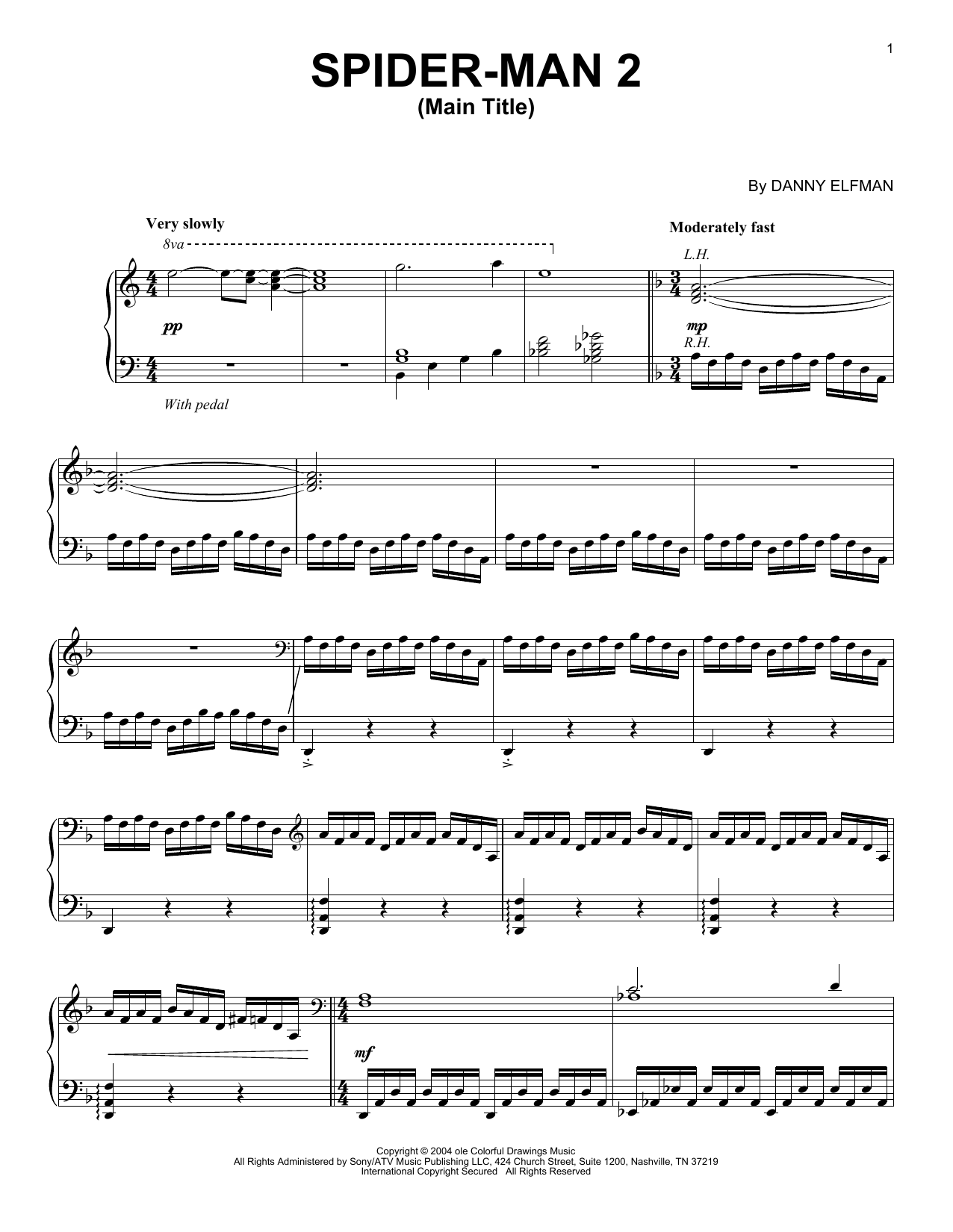 Learn to play Danny Elfman Spider-Man 2 (Main Title) sheet music for Piano in minutes. Danny Elfman Spider-Man 2 (Main Title) sheet music preview music notes and score for Piano including 5 page(s)