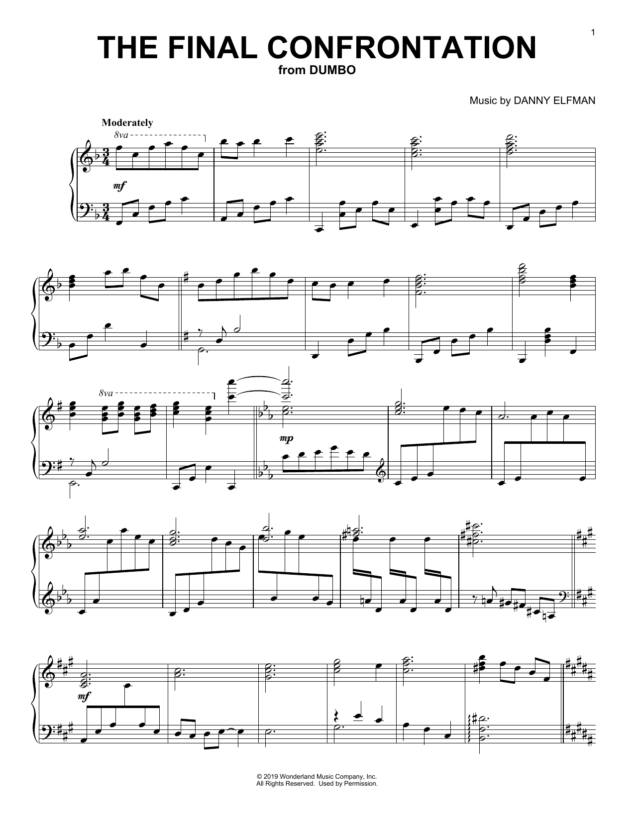 Learn to play Danny Elfman The Final Confrontation (from the Motion Picture Dumbo) sheet music for Piano Solo in minutes. Danny Elfman The Final Confrontation (from the Motion Picture Dumbo) sheet music preview music notes and score for Piano Solo including 3 page(s)
