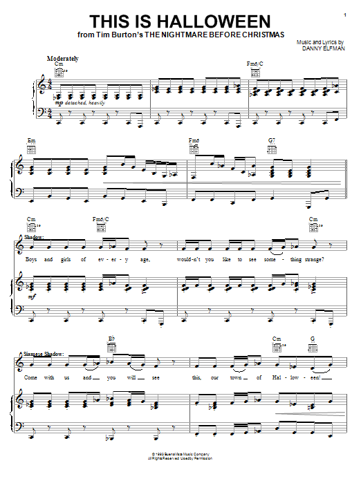 Danny Elfman This Is Halloween From The Nightmare Before Christmas Sheet Music Download Pdf Score 190852