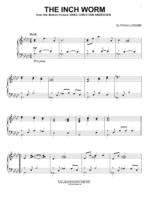 Learn to play Danny Kaye The Inch Worm sheet music for Piano in minutes. Danny Kaye The Inch Worm sheet music notes and chords