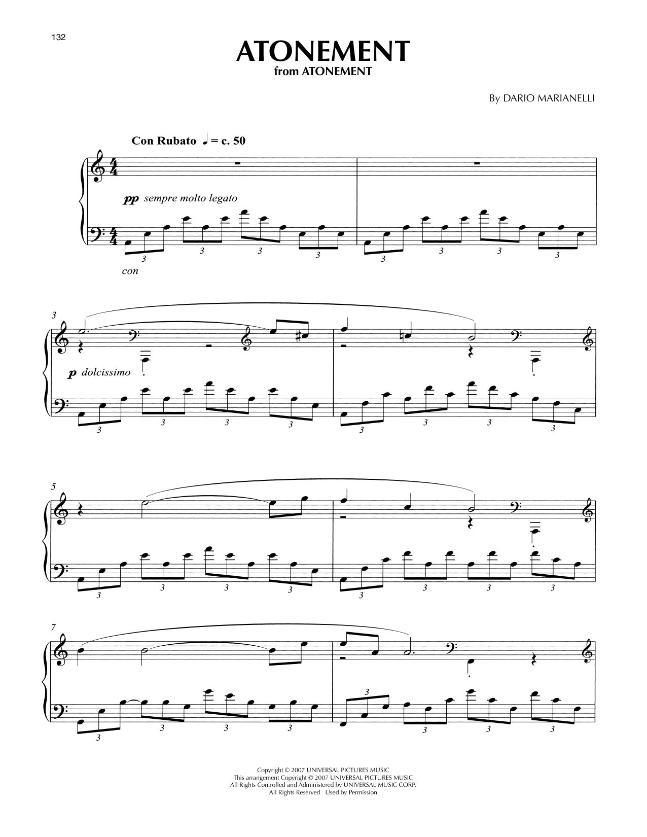 Learn to play Dario Marianelli Atonement (from Atonement) sheet music for Piano Solo in minutes. Dario Marianelli Atonement (from Atonement) sheet music preview music notes and score for Piano Solo including 6 page(s)