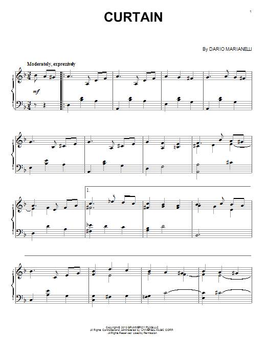 Learn to play Dario Marianelli Curtain sheet music for Piano in minutes. Dario Marianelli Curtain sheet music notes and chords