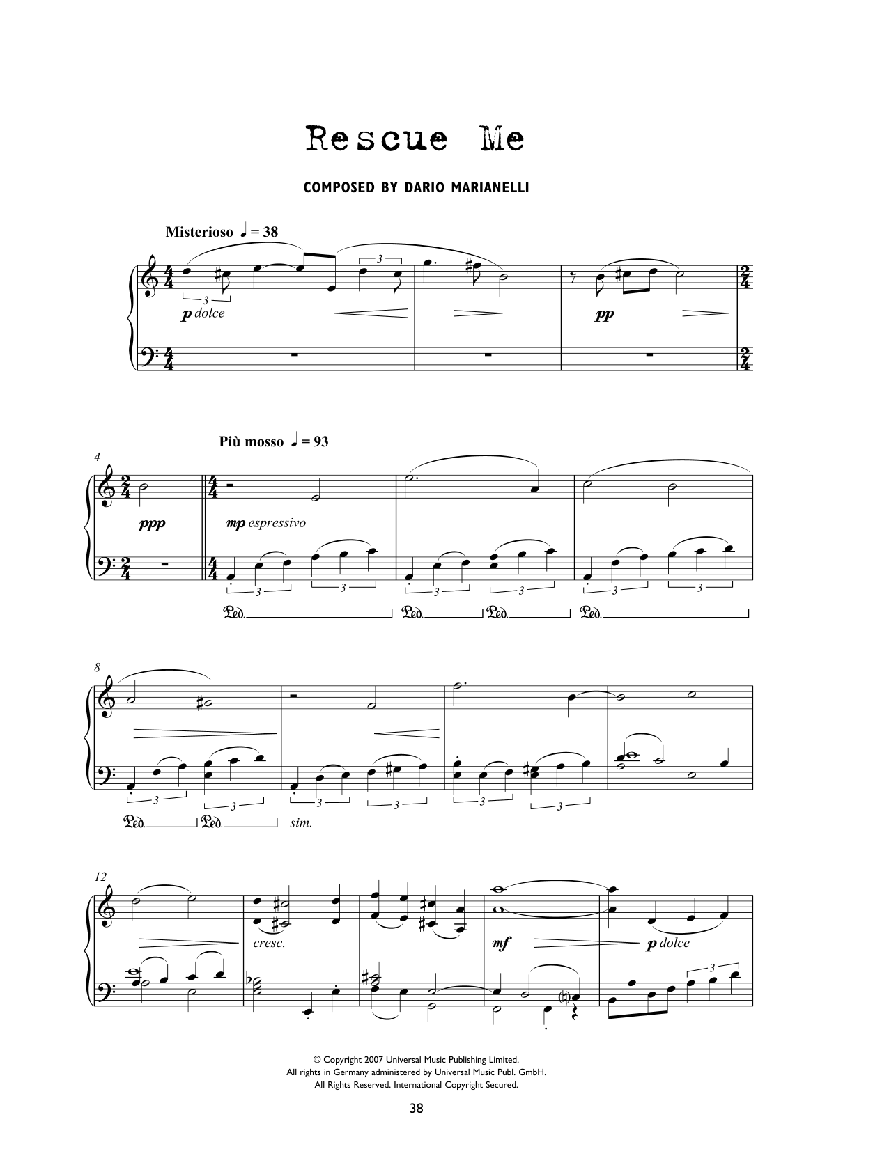 Learn to play Dario Marianelli Rescue Me (from Atonement) sheet music for Piano Solo in minutes. Dario Marianelli Rescue Me (from Atonement) sheet music preview music notes and score for Piano Solo including 4 page(s)