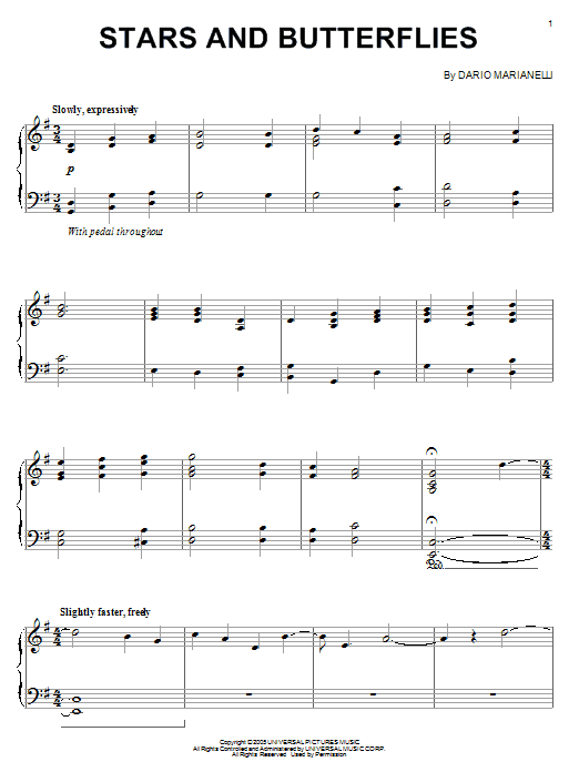 Learn to play Dario Marianelli Stars And Butterflies sheet music for Piano in minutes. Dario Marianelli Stars And Butterflies sheet music preview music notes and score for Piano including 2 page(s)