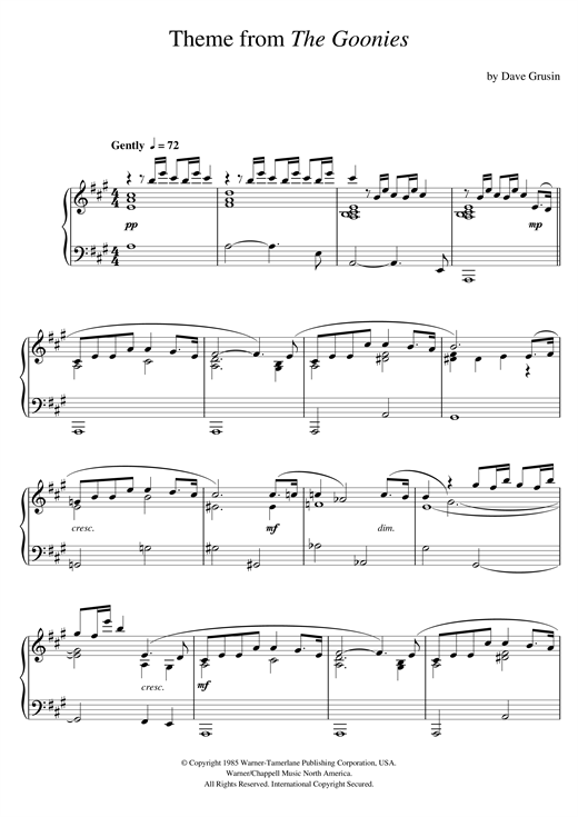 Learn to play Dave Grusin The Goonies (Theme) sheet music for Piano in minutes. Dave Grusin The Goonies (Theme) sheet music notes and chords