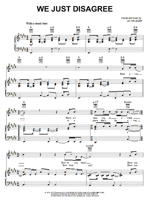 Learn to play Dave Mason We Just Disagree sheet music for Lyrics & Chords in minutes. Dave Mason We Just Disagree sheet music preview music notes and score for Lyrics & Chords including 2 page(s)