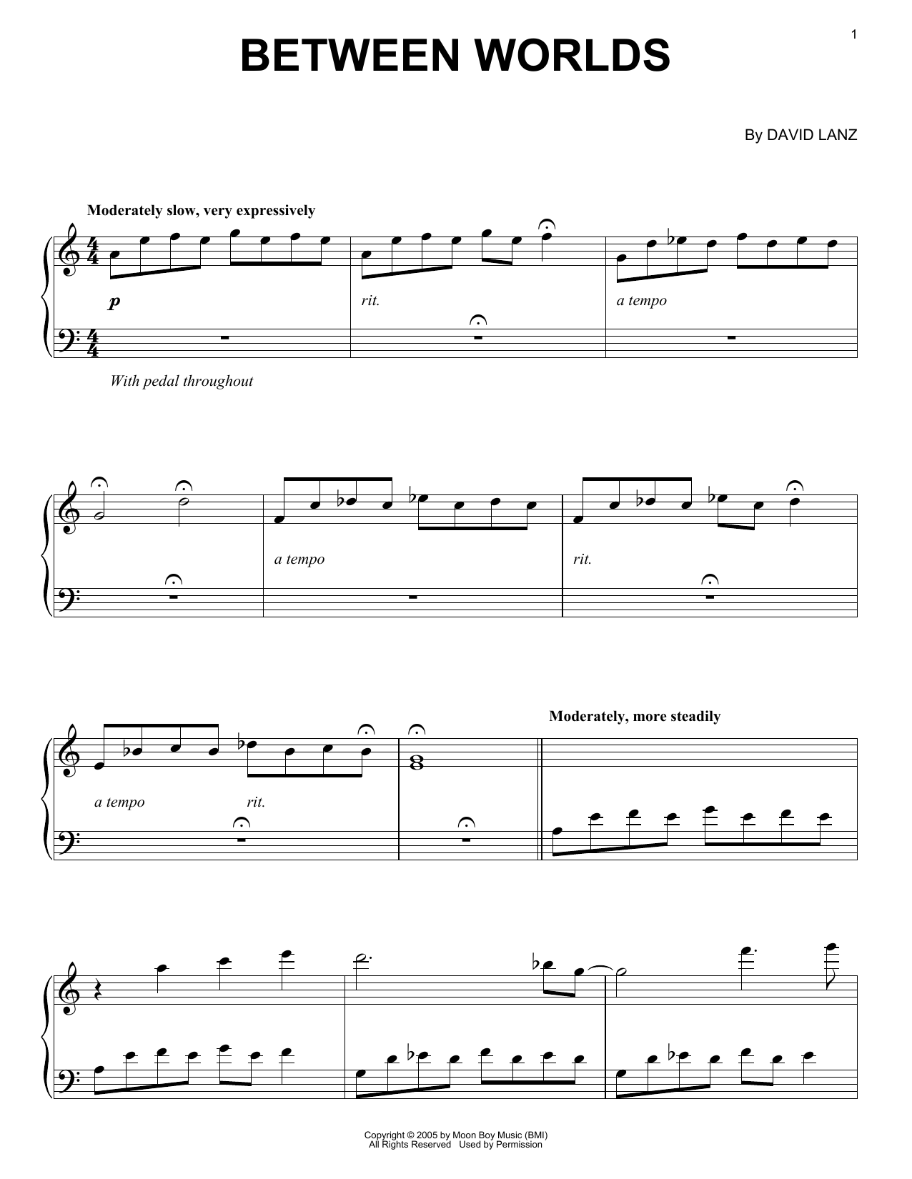 David Lanz & Gary Stroutsos Between Worlds sheet music, chords, lyrics - Printable PDF for Piano Solo