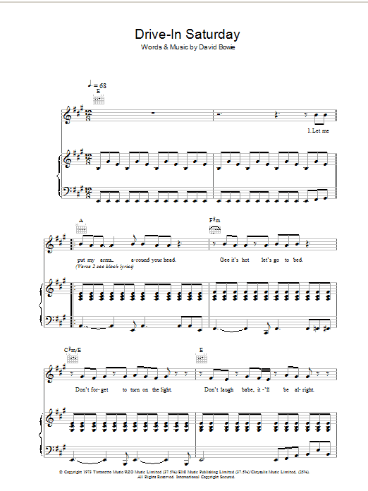 Learn to play David Bowie Drive-In Saturday sheet music for Violin in minutes. David Bowie Drive-In Saturday sheet music preview music notes and score for Violin including 6 page(s)