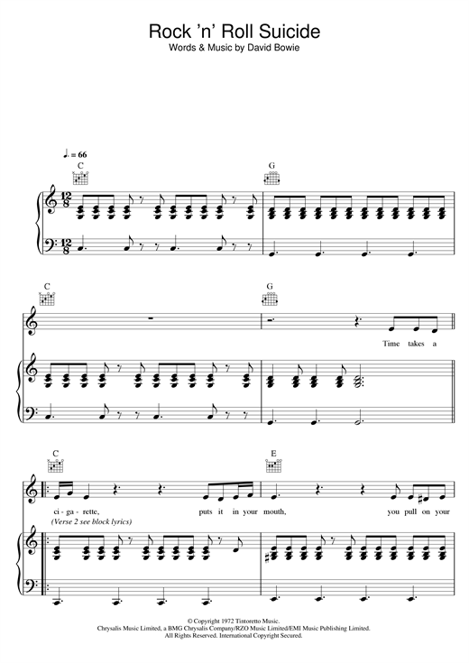 Learn to play David Bowie Rock 'N' Roll Suicide sheet music for Guitar Tab in minutes. David Bowie Rock 'N' Roll Suicide sheet music notes and chords