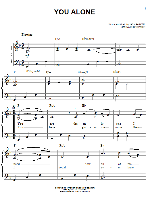 Learn to play David Crowder You Alone sheet music for Lyrics & Chords in minutes. David Crowder You Alone sheet music notes and chords
