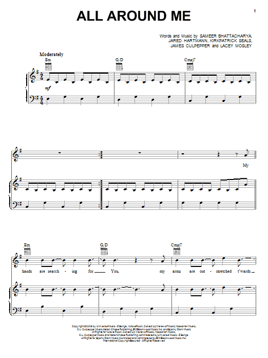 Learn to play David Crowder Band All Around Me sheet music for Piano, Vocal & Guitar (Right-Hand Melody) in minutes. David Crowder Band All Around Me sheet music preview music notes and score for Piano, Vocal & Guitar (Right-Hand Melody) including 8 page(s)
