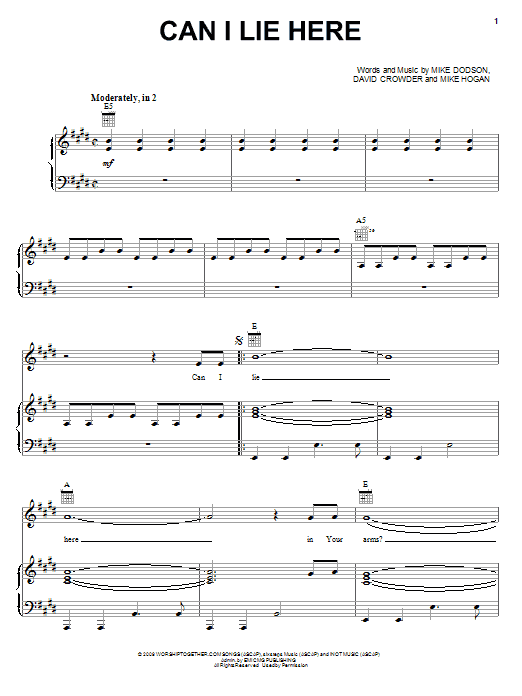Learn to play David Crowder Band Can I Lie Here sheet music for Piano, Vocal & Guitar (Right-Hand Melody) in minutes. David Crowder Band Can I Lie Here sheet music notes and chords