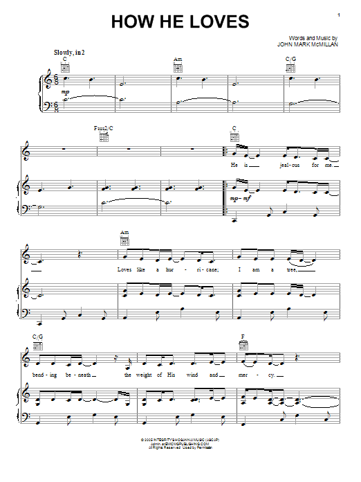 Learn to play David Crowder Band How He Loves sheet music for Piano, Vocal & Guitar (Right-Hand Melody) in minutes. David Crowder Band How He Loves sheet music notes and chords