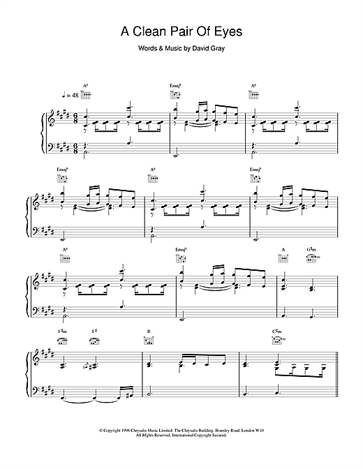 Learn to play David Gray A Clean Pair Of Eyes sheet music for Piano, Vocal & Guitar in minutes. David Gray A Clean Pair Of Eyes sheet music notes and chords