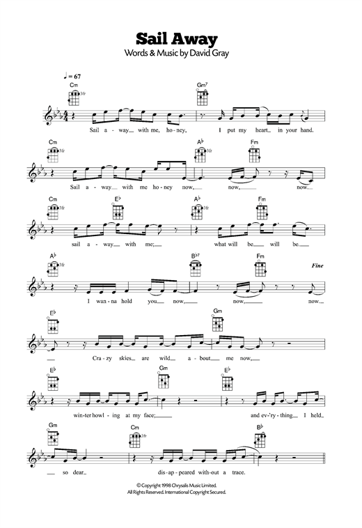 Learn to play David Gray Sail Away sheet music for Clarinet in minutes. David Gray Sail Away sheet music notes and chords