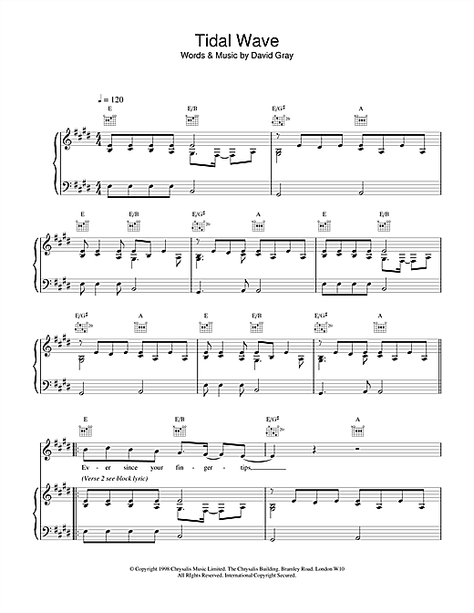 Learn to play David Gray Tidal Wave sheet music for Guitar Tab in minutes. David Gray Tidal Wave sheet music notes and chords