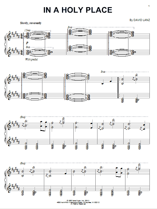 Learn to play David Lanz In A Holy Place sheet music for Piano in minutes. David Lanz In A Holy Place sheet music preview music notes and score for Piano including 2 page(s)
