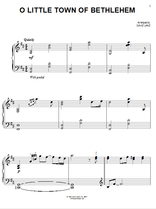 Learn to play David Lanz O Little Town Of Bethlehem sheet music for Easy Piano in minutes. David Lanz O Little Town Of Bethlehem sheet music preview music notes and score for Easy Piano including 5 page(s)