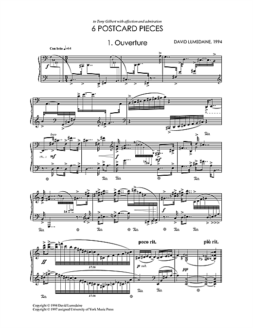 Learn to play David Lumsdaine Six Postcard Pieces sheet music for Piano in minutes. David Lumsdaine Six Postcard Pieces sheet music notes and chords