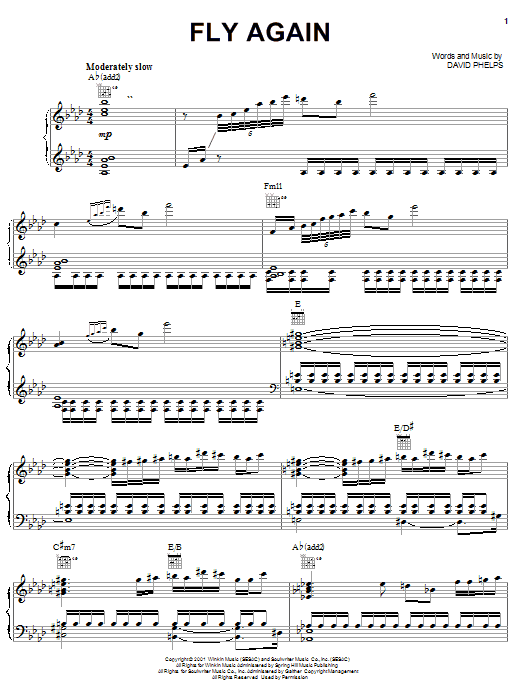 Learn to play David Phelps Fly Again sheet music for Piano, Vocal & Guitar (Right-Hand Melody) in minutes. David Phelps Fly Again sheet music preview music notes and score for Piano, Vocal & Guitar (Right-Hand Melody) including 5 page(s)