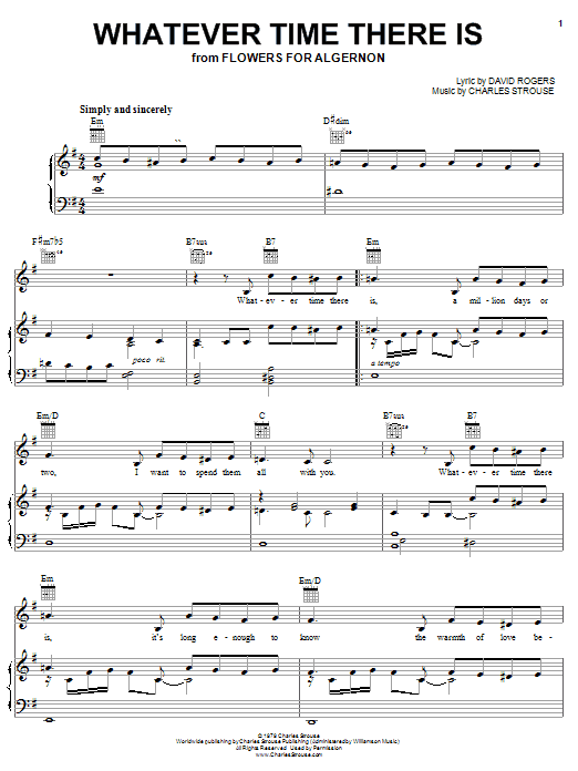 Learn to play David Rogers Whatever Time There Is sheet music for Piano, Vocal & Guitar (Right-Hand Melody) in minutes. David Rogers Whatever Time There Is sheet music preview music notes and score for Piano, Vocal & Guitar (Right-Hand Melody) including 3 page(s)