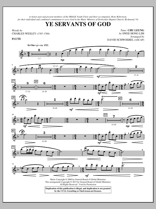Learn to play David Schwoebel Ye Servants of God - Flute sheet music for Choir Instrumental Pak in minutes. David Schwoebel Ye Servants of God - Flute sheet music notes and chords