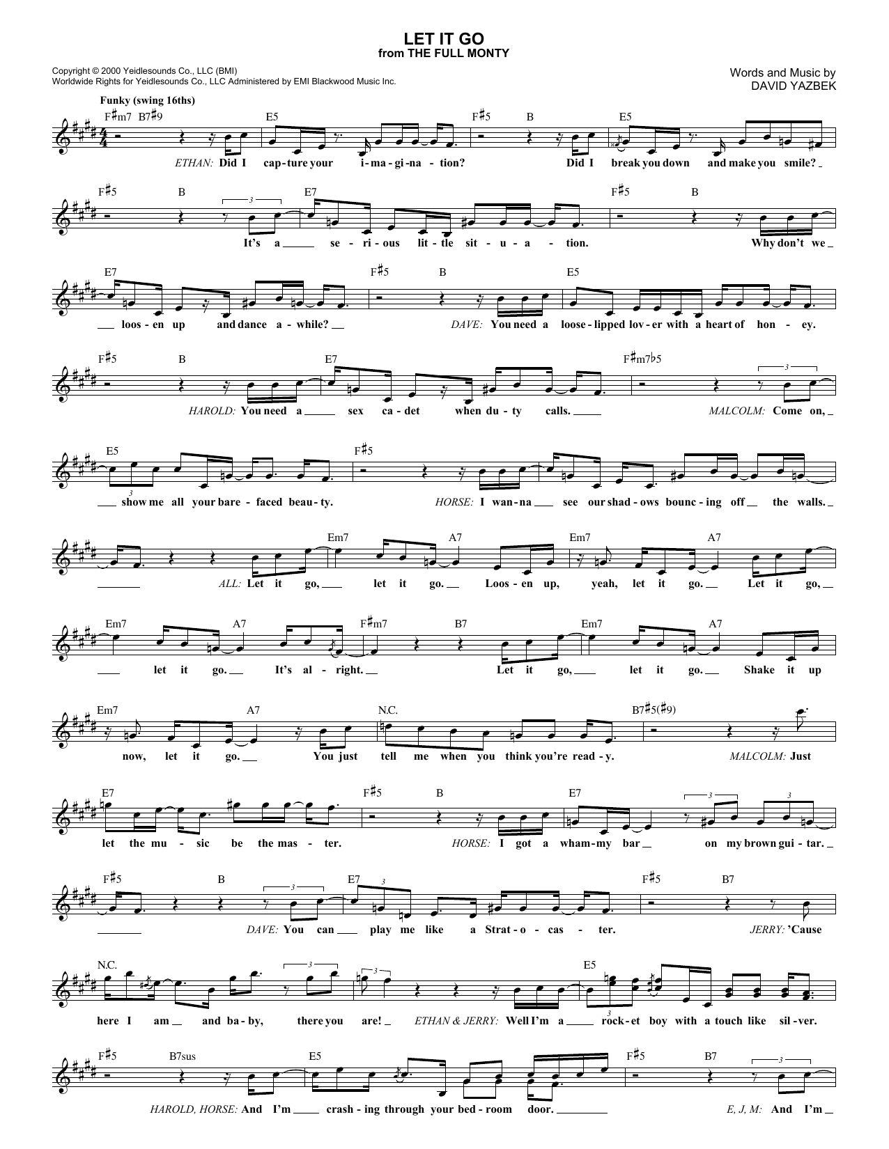 Learn to play David Yazbek Let It Go sheet music for Melody Line, Lyrics & Chords in minutes. David Yazbek Let It Go sheet music notes and chords