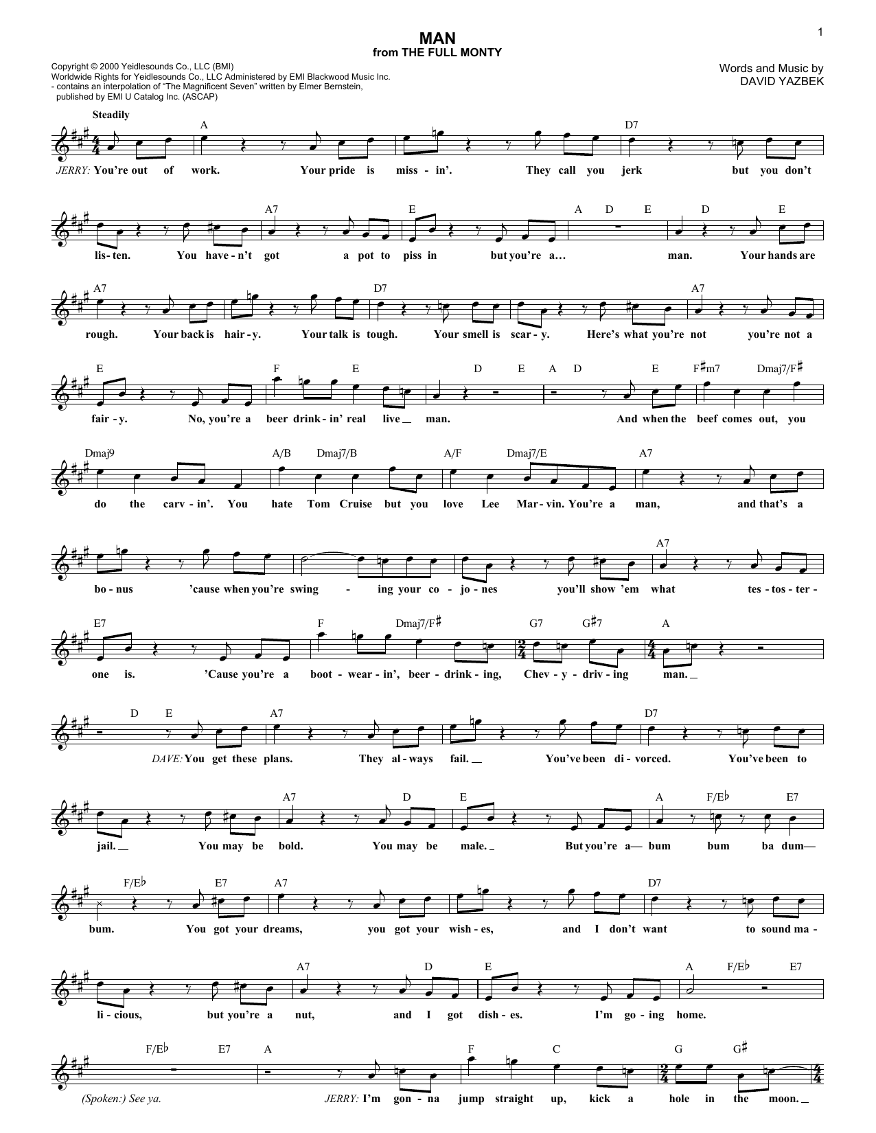Learn to play David Yazbek Man sheet music for Melody Line, Lyrics & Chords in minutes. David Yazbek Man sheet music notes and chords