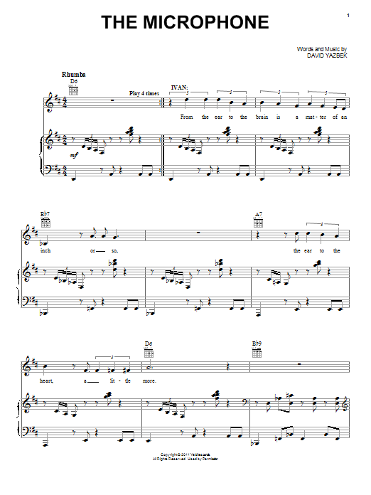 Learn to play David Yazbek The Microphone sheet music for Piano, Vocal & Guitar (Right-Hand Melody) in minutes. David Yazbek The Microphone sheet music notes and chords