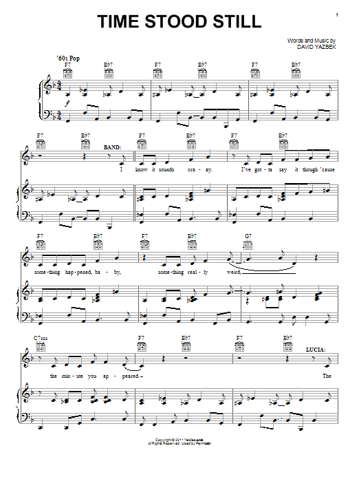 Learn to play David Yazbek Time Stood Still sheet music for Piano, Vocal & Guitar (Right-Hand Melody) in minutes. David Yazbek Time Stood Still sheet music notes and chords