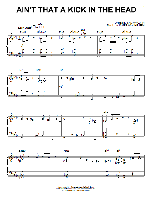 Learn to play Dean Martin Ain't That A Kick In The Head sheet music for Piano in minutes. Dean Martin Ain't That A Kick In The Head sheet music preview music notes and score for Piano including 3 page(s)