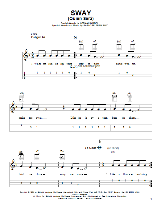 Learn to play Pablo Beltran Ruiz Sway (Quien Sera) sheet music for Piano in minutes. Pablo Beltran Ruiz Sway (Quien Sera) sheet music preview music notes and score for Piano including 3 page(s)