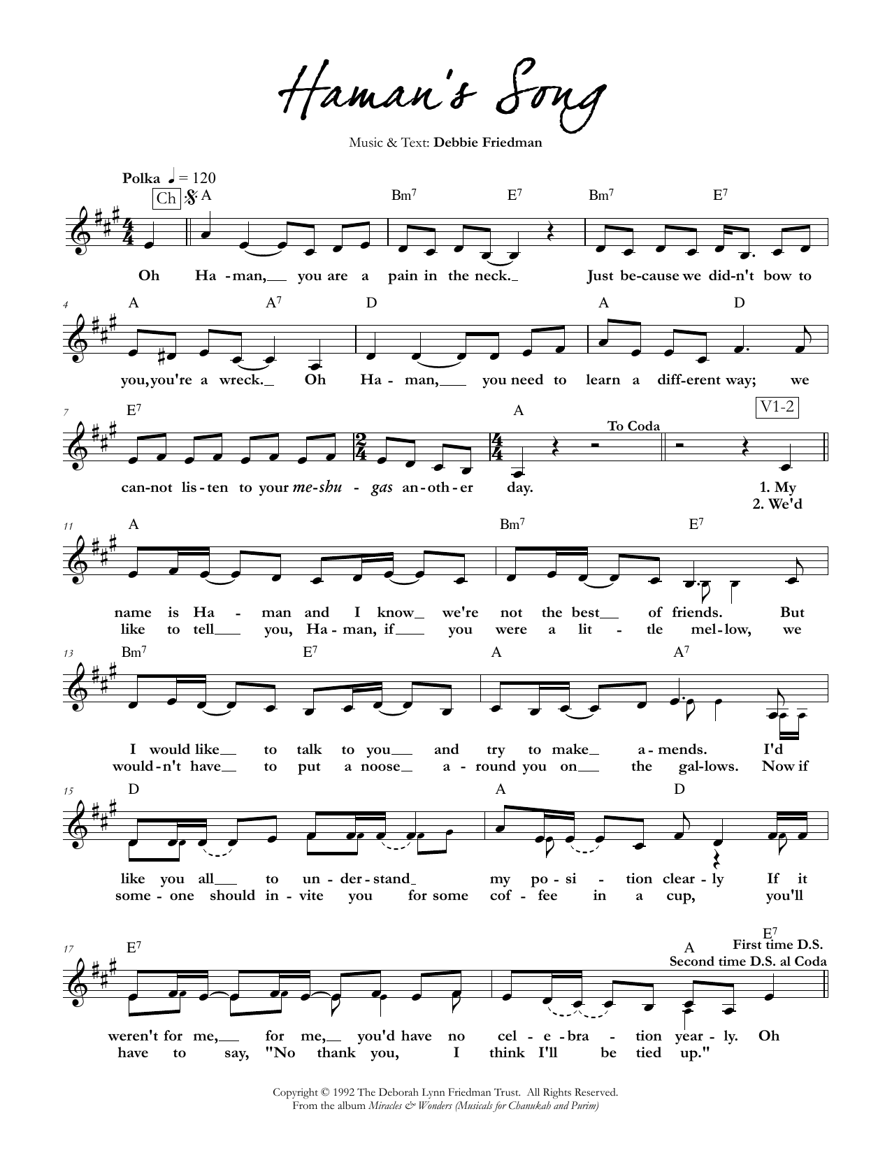 Learn to play Debbie Friedman Haman's Song sheet music for Lead Sheet / Fake Book in minutes. Debbie Friedman Haman's Song sheet music preview music notes and score for Lead Sheet / Fake Book including 2 page(s)