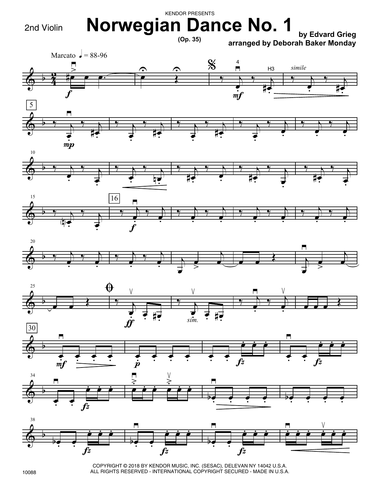 Learn to play Deborah Baker Monday Norwegian Dance No. 1 (Op. 35) - 2nd Violin sheet music for Orchestra in minutes. Deborah Baker Monday Norwegian Dance No. 1 (Op. 35) - 2nd Violin sheet music preview music notes and score for Orchestra including 3 page(s)