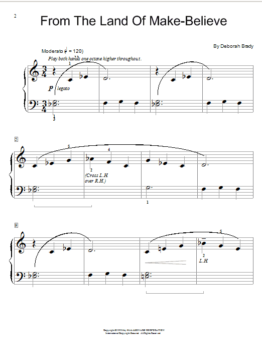 Learn to play Deborah Brady From The Land Of Make-Believe sheet music for Easy Piano in minutes. Deborah Brady From The Land Of Make-Believe sheet music preview music notes and score for Easy Piano including 2 page(s)