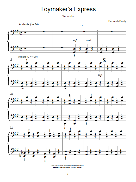 Learn to play Deborah Brady Toymaker's Express sheet music for Piano in minutes. Deborah Brady Toymaker's Express sheet music preview music notes and score for Piano including 6 page(s)
