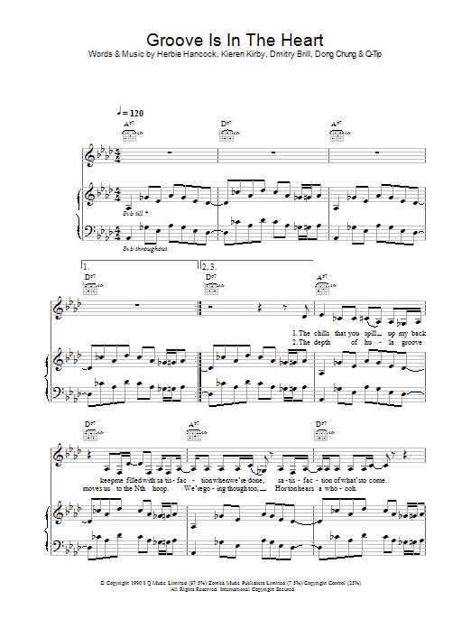 Deee-Lite Groove Is In The Heart sheet music preview music notes and score for Piano, Vocal & Guitar including 6 page(s)