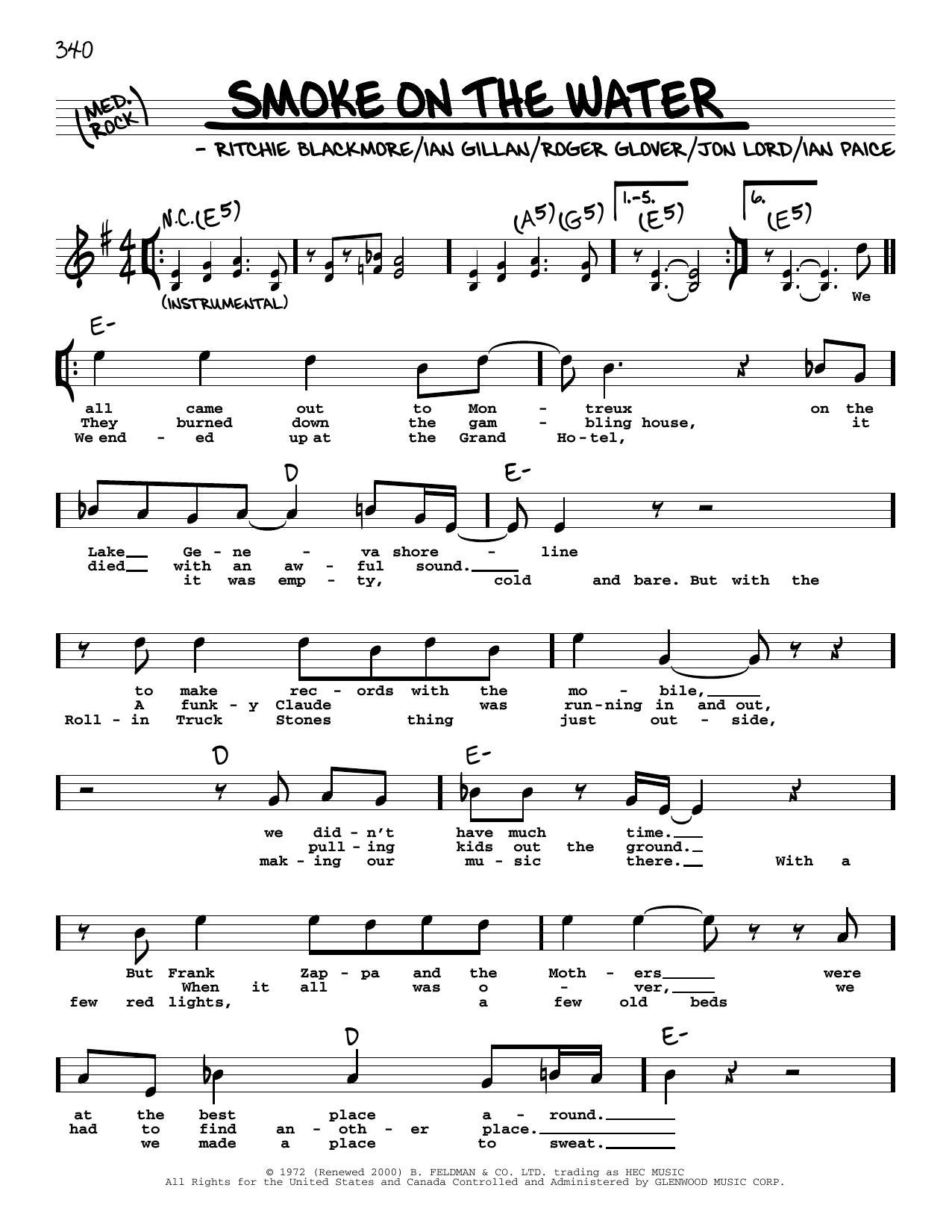 Learn to play Deep Purple Smoke On The Water (High Voice) sheet music for Real Book – Melody, Lyrics & Chords in minutes. Deep Purple Smoke On The Water (High Voice) sheet music preview music notes and score for Real Book – Melody, Lyrics & Chords including 2 page(s)