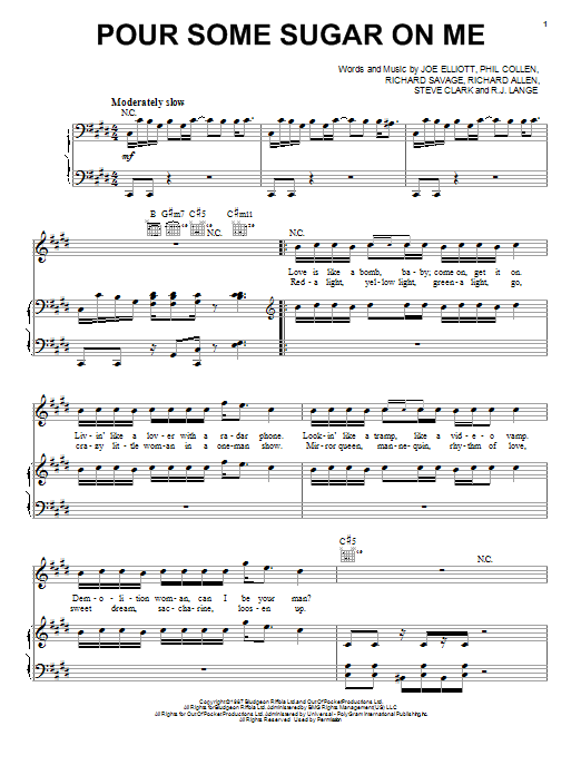 Learn to play Def Leppard Pour Some Sugar On Me sheet music for Guitar Tab in minutes. Def Leppard Pour Some Sugar On Me sheet music preview music notes and score for Guitar Tab including 10 page(s)