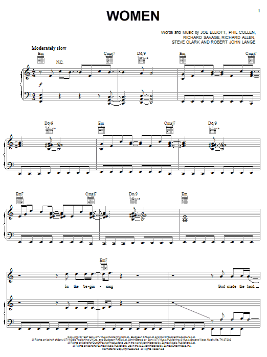 Learn to play Def Leppard Women sheet music for Piano, Vocal & Guitar (Right-Hand Melody) in minutes. Def Leppard Women sheet music preview music notes and score for Piano, Vocal & Guitar (Right-Hand Melody) including 11 page(s)
