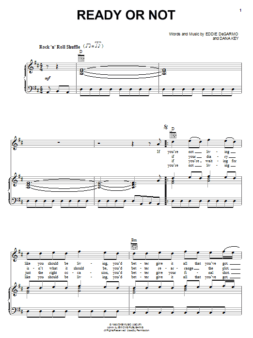 DeGarmo & Key Ready Or Not sheet music, chords, lyrics - Printable PDF for Piano, Vocal & Guitar (Right-Hand Melody)