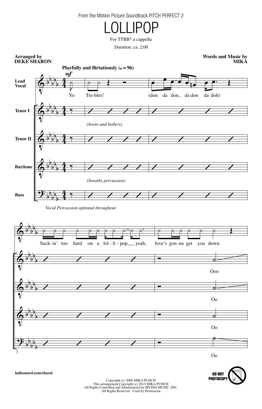 Learn to play Deke Sharon Lollipop sheet music for TTBB in minutes. Deke Sharon Lollipop sheet music preview music notes and score for TTBB including 11 page(s)