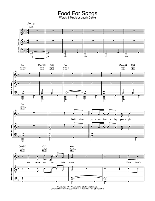 Learn to play Del Amitri Food For Songs sheet music for Piano, Vocal & Guitar (Right-Hand Melody) in minutes. Del Amitri Food For Songs sheet music notes and chords